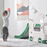 Kids Slide with Bus Play Structure Climber, Freestanding Bus Climber with Slide for Toddlers, Bus Climber Slide Set with Basketball Hoop