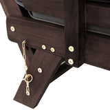Outdoor Adjustable Patio Wooden Daybed Sofa Chaise Lounge with Cushions for Small Places, Brown Finish+Gray Cushion