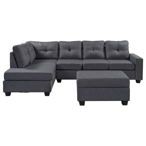Dark Grey Reversible Sectional Sofa
