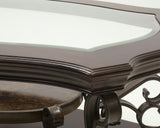 Cocktail Table, Glass table top, MDF W/marble paper middle shelf, powder coat finish metal legs.