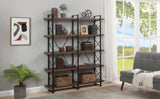 Home Office 5 Tier Bookshelf, X Design Etageres Storage Shelf, Industrial Bookcase for Office with Metal Frame