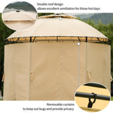 Outdoor Gazebo Steel Fabric Round Soft Top Gazebo Outdoor Patio Dome Gazebo with Removable Curtains