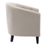 linen Fabric Tufted Barrel ChairTub Chair for Living Room Bedroom Club Chairs