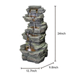 Outdoor Water Fountain Rock Waterfall Fountain & Backyard Water Feature with LED