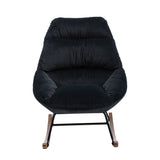 Tufted Upholstered Padded Seat Rocking Chair-Velvet Black