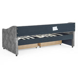 Twin Size Daybed with Drawers Upholstered Tufted Sofa Bed