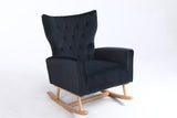 Mid Century Modern Velvet Upholstered Rocking Chair Padded Seat for Living Room Bedroom