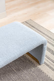 New Boucle Fabric Loveseat Ottoman Footstool Bedroom Bench Shoe Bench With Gold Metal Legs,Light Blue