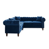 Blue Velvet  Deep Button Tufted Upholstered Arm