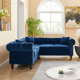 Blue Velvet  Deep Button Tufted Upholstered Arm