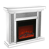 W 47" X D 12.6 "X H 41.7" Acrylic diamond mirror mantelpiece, separate mantelpiece  Built-in filling: acrylic high imitation drill, 1500 W electric heating furnace