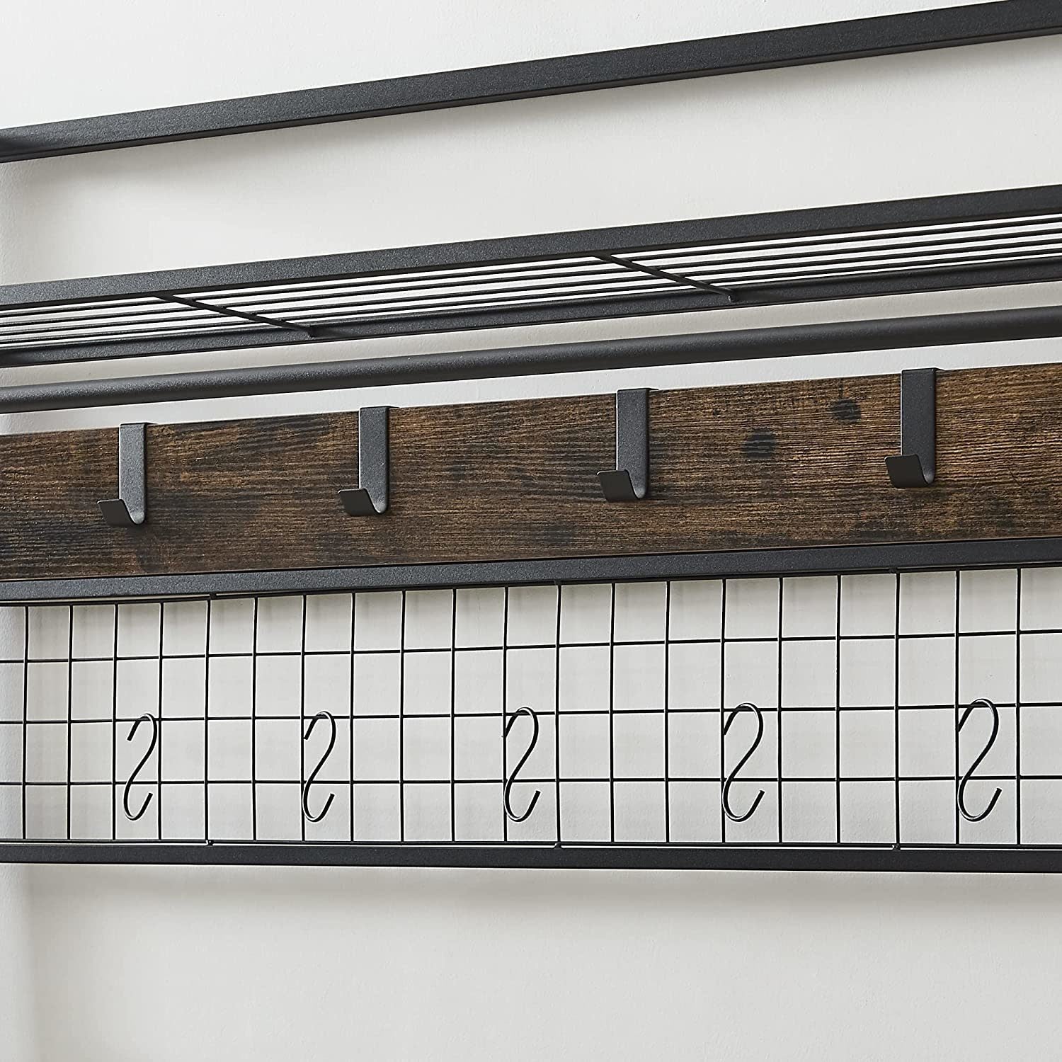 Coat Rack Entryway Organizer/ Hall Tree with Bench, Shoe Storage and Multiple Coat Hooks