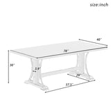 Retro Style Dining Table 78” Wood Rectangular Table, Seats up to 8