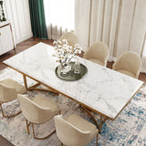 Modern Marble Dining Table with Rectangular Tabletop