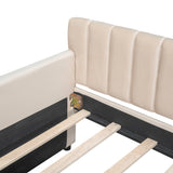 Twin Size Upholstered daybed with Drawers, Wood Slat Support, Beige