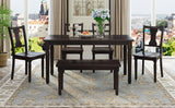 Classic Dining Set Wooden Table and 4 Chairs with Bench for Kitchen Dining Room