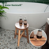 Acacia Wood Stool Round Top Chairs Best Ideas End Tables For Sofas Sub-stool for Living Room Bedside Strong Weight Capacity Upto 350 LBS, Natural Color