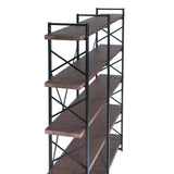 Home Office 5 Tier Bookshelf, X Design Etageres Storage Shelf, Industrial Bookcase for Office with Metal Frame