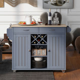 Kitchen Island Cart with Two Storage Cabinets - wine Rack, Two Drawers - Spice Rack
