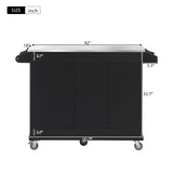Kitchen Cart with Stainless Steel Top and Storage Cabinet with Two Drawers & Goblet Holder & Wine Rack & Spice Rack & Towel Holder