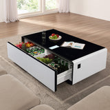 Modern Smart Coffee Table with Built-in Fridge, Bluetooth Speaker