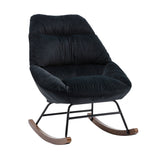 Tufted Upholstered Padded Seat Rocking Chair-Velvet Black