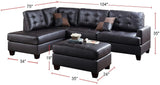 Contemporary Sectional Sofa Espresso Faux Leather Tufted Reversible 3pc Sectional Sofa L/R Chaise Ottoman Living Room Furniture