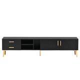 U-Can Modern TV Stand with 5 Champagne legs - Durable, stylish, spacious, versatile storage TVS up to 77" (Black)
