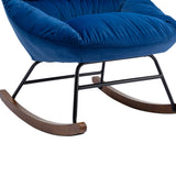Tufted Upholstered Padded Seat Rocking Chair-Velvet Blue