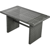 Outdoor 6-Piece Rattan Sofa Set, Garden Patio Wicker Sectional Furniture Set with Adjustable Seat, Storage Box, Removable Covers and Tempered Glass Top Table