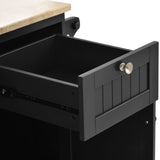 Kitchen Island Cart with Storage Cabinet and Two Locking Wheels, Solid wood Microwave cabinet