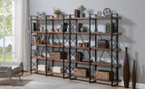 Home Office 5 Tier Bookshelf, X Design Etageres Storage Shelf, Industrial Bookcase for Office with Metal Frame