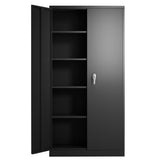Metal Storage Cabinet,Steel Storage Cabinet with 2 Doors and 4 Adjustable Shelves,Black Metal Cabinet with Lock,72"Tall Steel