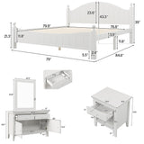 King 4 Piece Traditional White Bedroom Sets