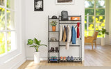 Clothes Rack,Clothes Rack with Shelves,Freestanding Closet Organizer for Living Bedroom Room Kitchen Bathroom Entryway Office Storage Shelves Clothes Hanging Rack,CR-538 Black