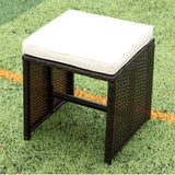 Patio Dining Set Outdoor Space Saving Rattan Chairs with Glass Table Patio Furniture Sets Cushioned Seating and Back Sectional Conversation Set
