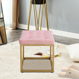 Velvet Shoe Changing Stool, Footstool, Square Cushion Foot Stool, Sofa stool, Rest stool,Low Stool .Step Stool, Small Footrest .Suitable for Clothes Shop,Living Room, Porch, Fitting Room.Pink Bench