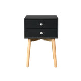 Nightstand Bedside Table with 2 Drawers and Rubber Wood Legs