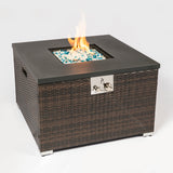 Outdoor Gas Fire Pit  Square Fire Pit Table with Propane Tank Cover
