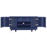 U-Can TV Stand for TV up to 46inch with 2 Curved Doors Adjustable Panels Open Style Cabinet, Sideboard for Living room(Navy)