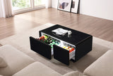 Modern Smart mini Coffee Table with Built in Fridge, Outlet protection,Wireless charging module,Mechanical temperature control,Power socket,USB interface And Ice Water interface.