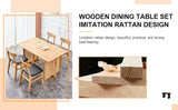 Solid wood dining table and 4-piece set of solid wood dining chairs