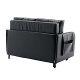 COOLMORE Convertible Sleeper Sofa Bed, Modern Velvet Loveseat Couch with Pull Out Bed, Small Love Seat Futon Sofa Bed with Headboard, 2 Pillows & Side Pockets for Living Room