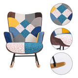 Rocking Chair, Tufted Upholstered Rocking Chair for Nursery, Comfy Wingback Glider Rocker with Safe Solid Wood Base for Living Room Bedroom Balcony