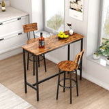 Bar Table Set with 2 Bar stools (Rustic Brown)