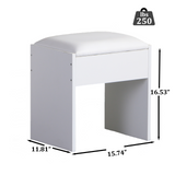 Large Vanity Desk with Mirror and Lights, Makeup Vanity Table with 10 Light Bulbs, 2 Drawers, 6 Storage Shelves & Cushioned Stool, Makeup Vanity with Lights for Bedroom, White