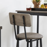 JHX Bar Table Set with 2 Bar stools PU Soft seat with backrest (Grey,23.62’’L*23.62’’W*35.43’’H)