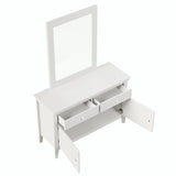 4 Pieces Traditional Concise Style White Bedroom Sets, Nightstand+ Dresser+ Mirror+ Full Bed