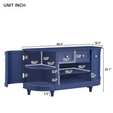 U-Can TV Stand for TV up to 46inch with 2 Curved Doors Adjustable Panels Open Style Cabinet, Sideboard for Living room(Navy)