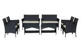 Patio outdoor rattan furniture -4 piece loveseat +2 armchair+coffie table for garden 4 PC Garden Patio Furniture ---------White cushion
